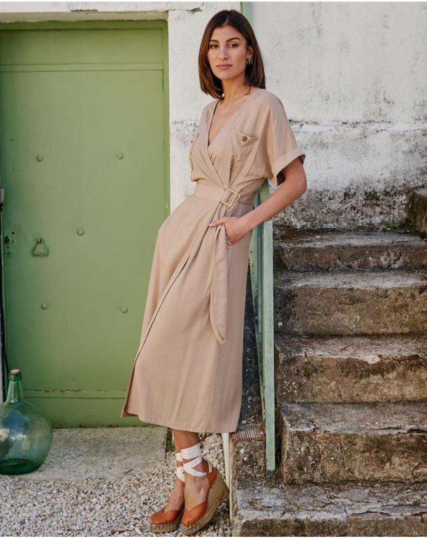 nl Polin et moi dixie gekruiste jurk beige JD28V109 kleding