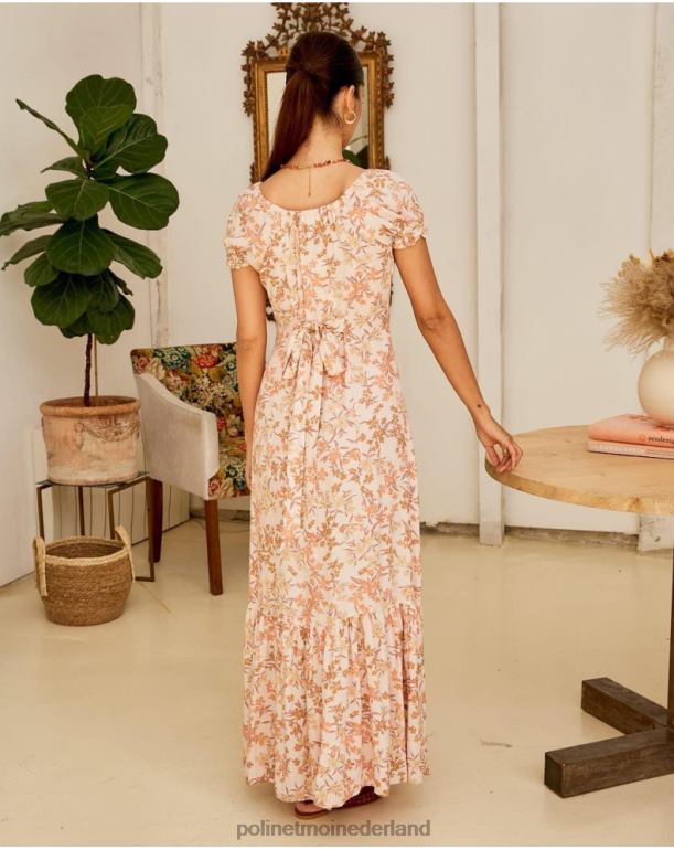 nl Polin et moi gebloemde jurk geïsoleerd Zalm JD28V94 kleding