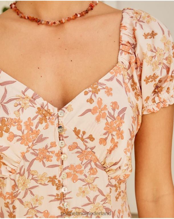 nl Polin et moi gebloemde jurk geïsoleerd Zalm JD28V94 kleding