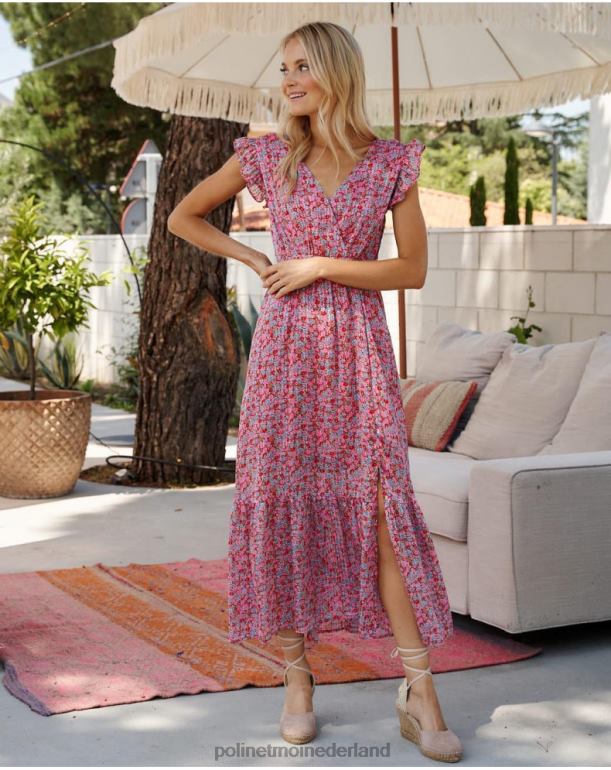 nl Polin et moi gebloemde jurk noa fuchsia JD28V27 kleding