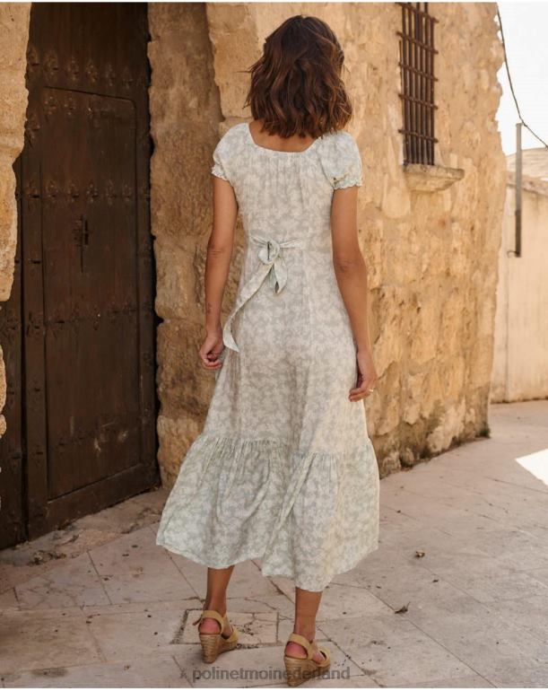 nl Polin et moi ines bloemenjurk watergroen JD28V48 kleding