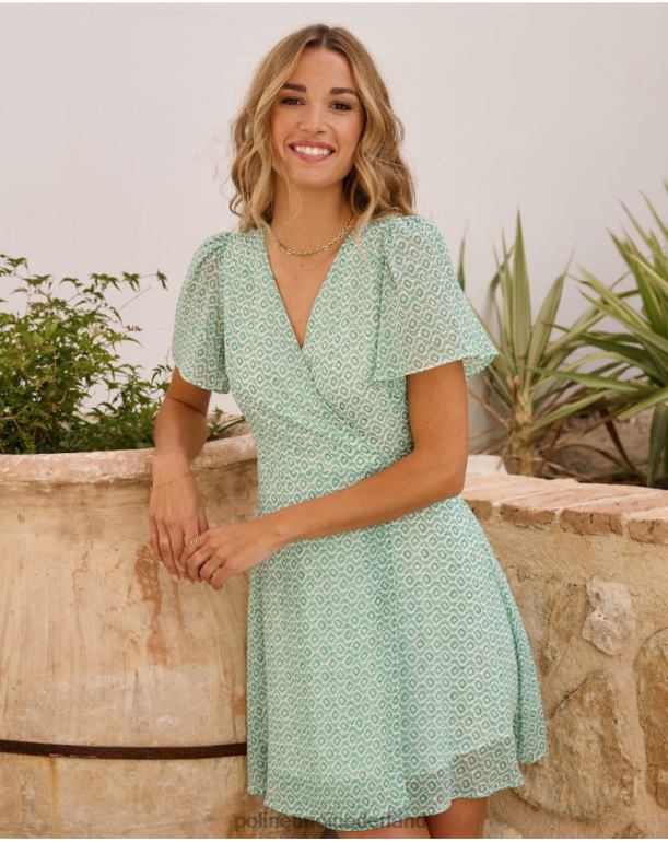 nl Polin et moi jurk gekruist alex smaragdgroen JD28V85 kleding