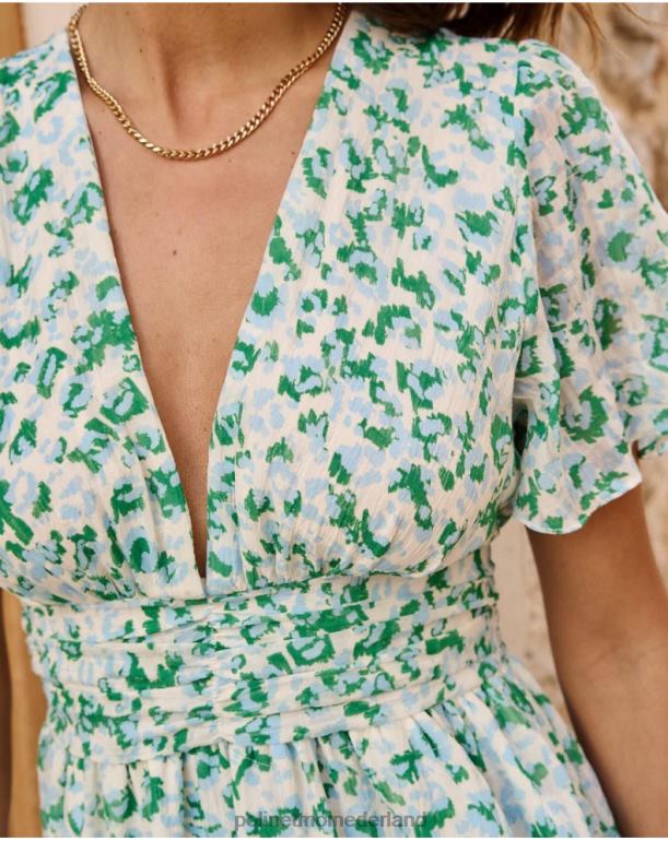 nl Polin et moi jurk gevlekte celeste turkoois JD28V34 kleding