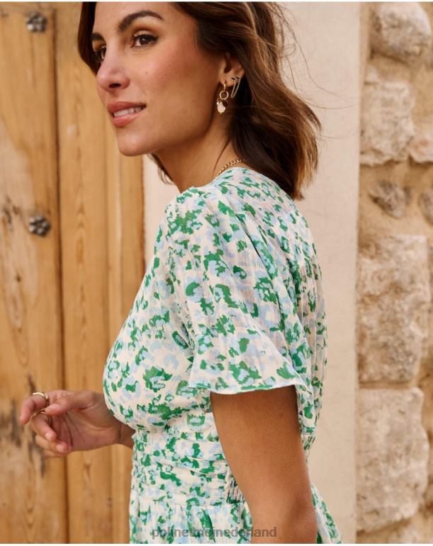 nl Polin et moi jurk gevlekte celeste turkoois JD28V34 kleding