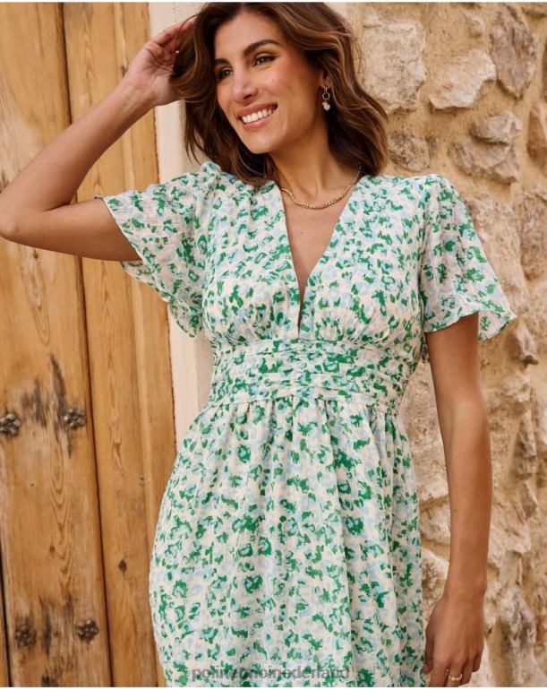 nl Polin et moi jurk gevlekte celeste turkoois JD28V34 kleding