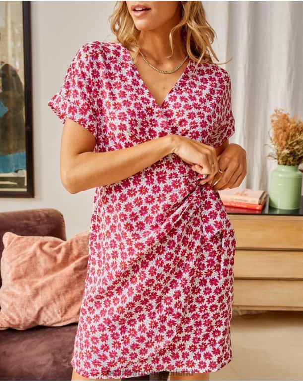 nl Polin et moi jurk knoop jasmijn framboos JD28V115 kleding