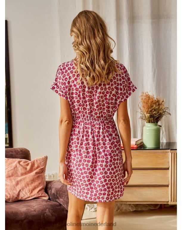 nl Polin et moi jurk knoop jasmijn framboos JD28V115 kleding