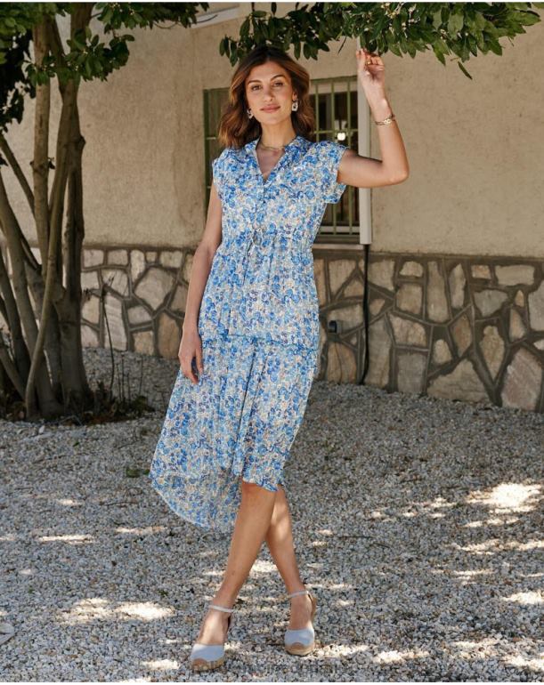 nl Polin et moi jurk met ruches ellis Atlantische Oceaan JD28V66 kleding