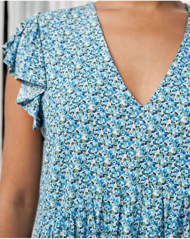 nl Polin et moi jurk met ruches lena klein blauw JD28V30 kleding