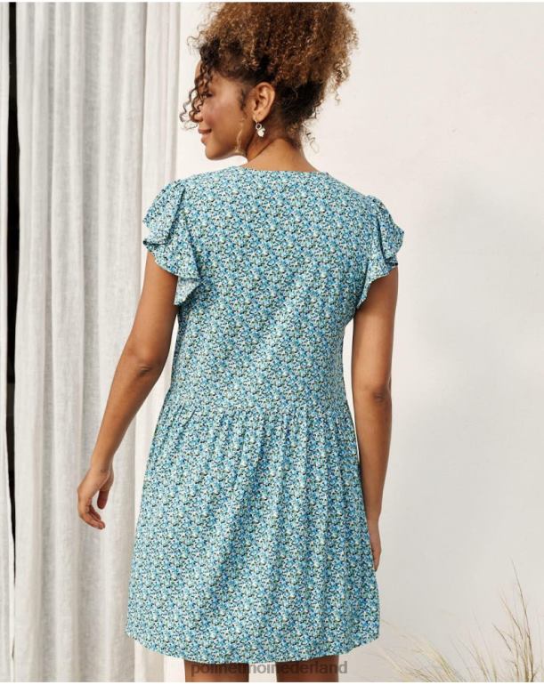 nl Polin et moi jurk met ruches lena klein blauw JD28V30 kleding