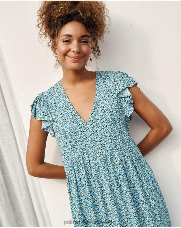 nl Polin et moi jurk met ruches lena klein blauw JD28V30 kleding