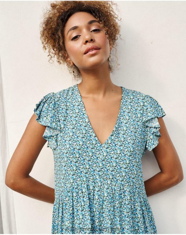 nl Polin et moi jurk met ruches lena klein blauw JD28V30 kleding