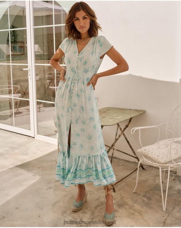 nl Polin et moi jurk wijd uitlopende vicky turkoois JD28V62 kleding