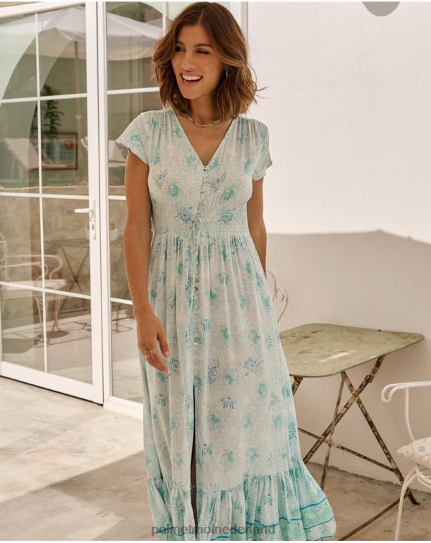 nl Polin et moi jurk wijd uitlopende vicky turkoois JD28V62 kleding