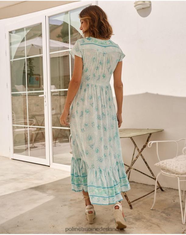 nl Polin et moi jurk wijd uitlopende vicky turkoois JD28V62 kleding
