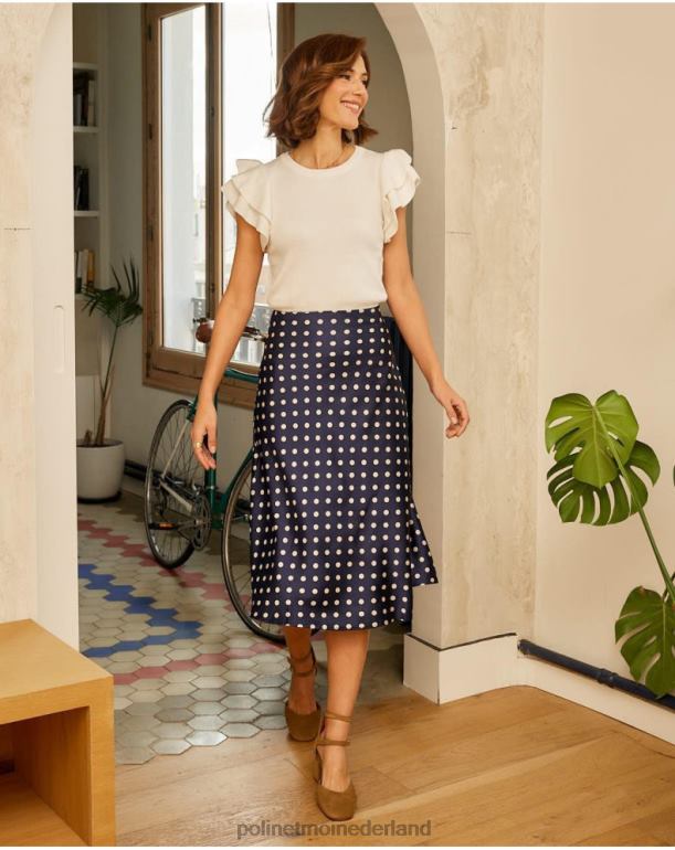 nl Polin et moi Floria rok met stippen marien JD28V322 kleding