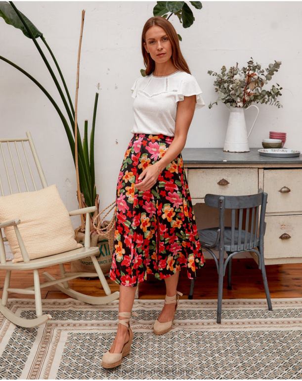 nl Polin et moi bloemenrok alizee zwart JD28V314 kleding