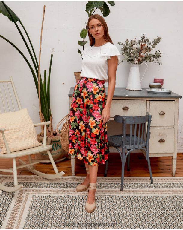 nl Polin et moi bloemenrok alizee zwart JD28V314 kleding