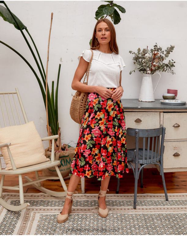 nl Polin et moi bloemenrok alizee zwart JD28V314 kleding