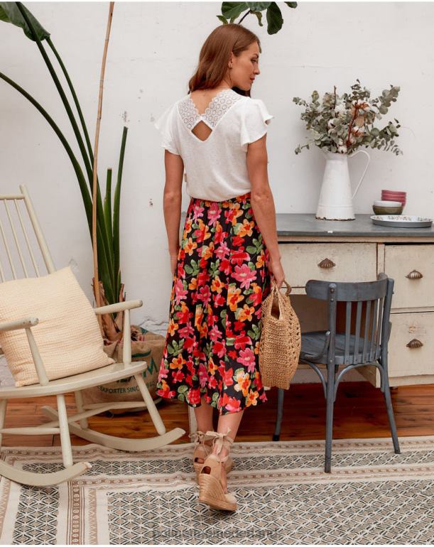 nl Polin et moi bloemenrok alizee zwart JD28V314 kleding