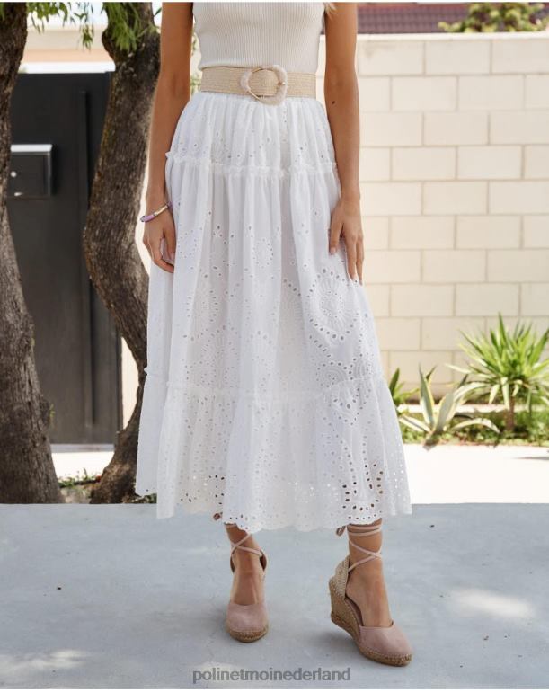 nl Polin et moi midi-rok van sandra wit JD28V296 kleding