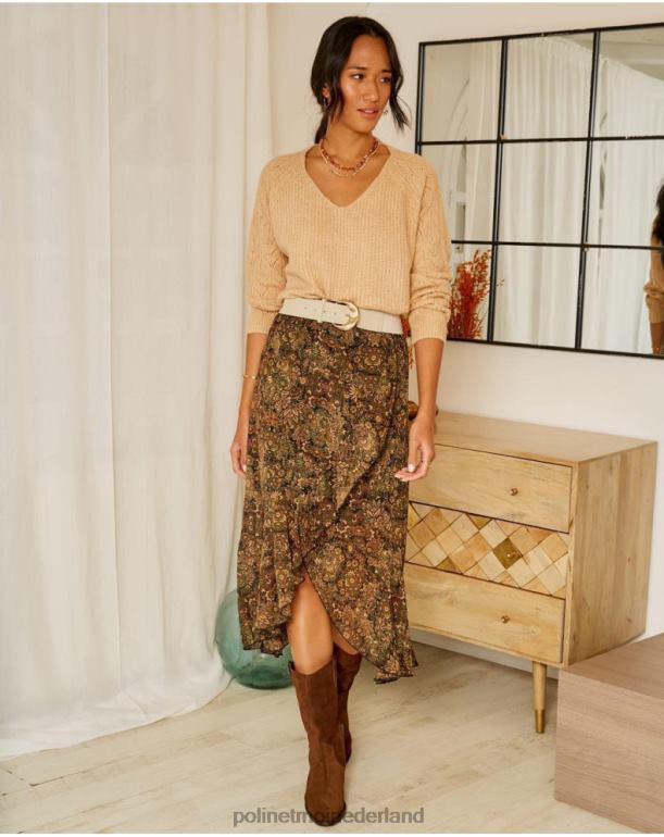 nl Polin et moi rok ruche herderin kaki JD28V321 kleding