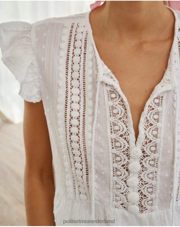 nl Polin et moi geborduurde top deborah wit JD28V271 kleding