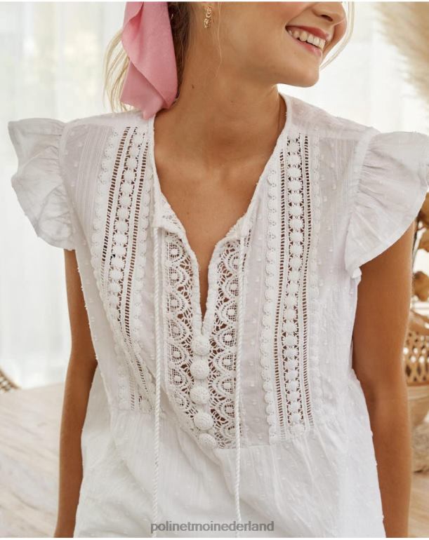 nl Polin et moi geborduurde top deborah wit JD28V271 kleding