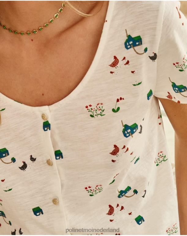 nl Polin et moi knopen van t-shirts wit JD28V267 kleding