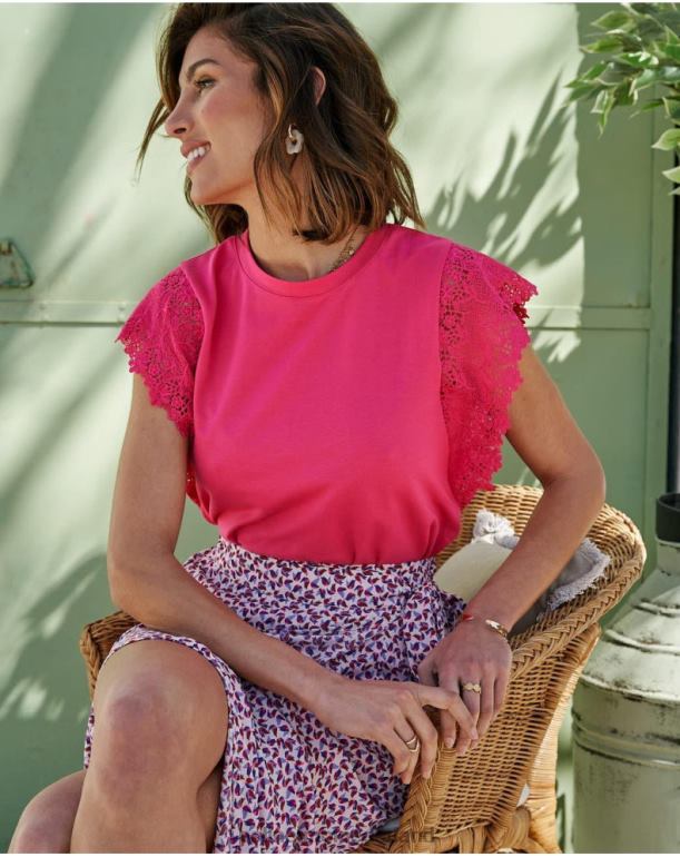 nl Polin et moi top gegolfde sissi fuchsia JD28V275 kleding