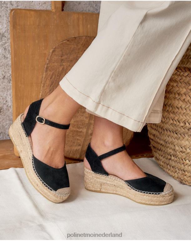 nl Polin et moi Angelina ronde espadrille zwart JD28V419 schoenen