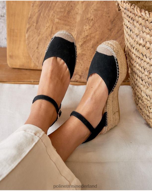 nl Polin et moi Angelina ronde espadrille zwart JD28V419 schoenen