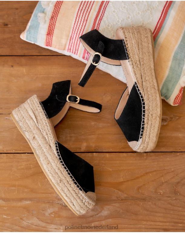 nl Polin et moi Angelina ronde espadrille zwart JD28V419 schoenen