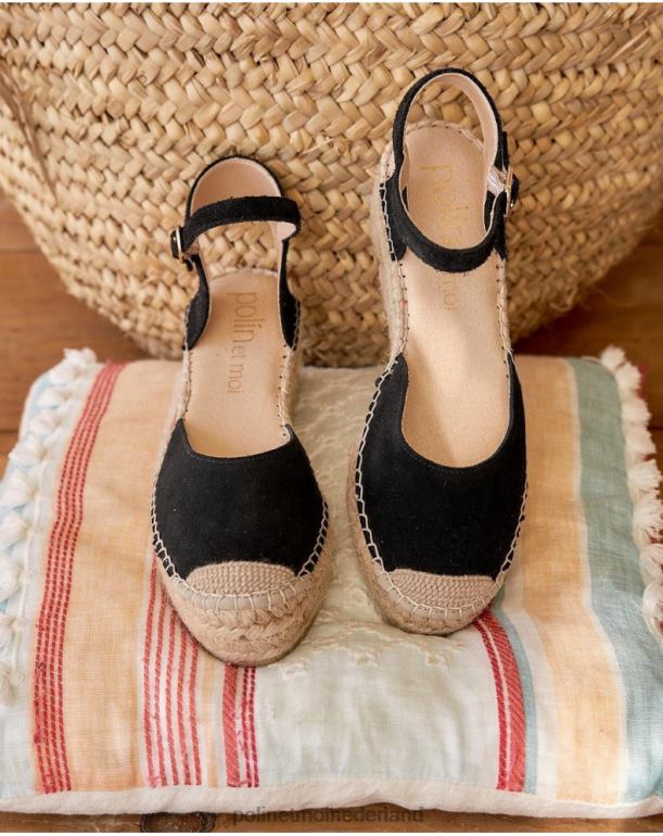 nl Polin et moi Angelina ronde espadrille zwart JD28V419 schoenen
