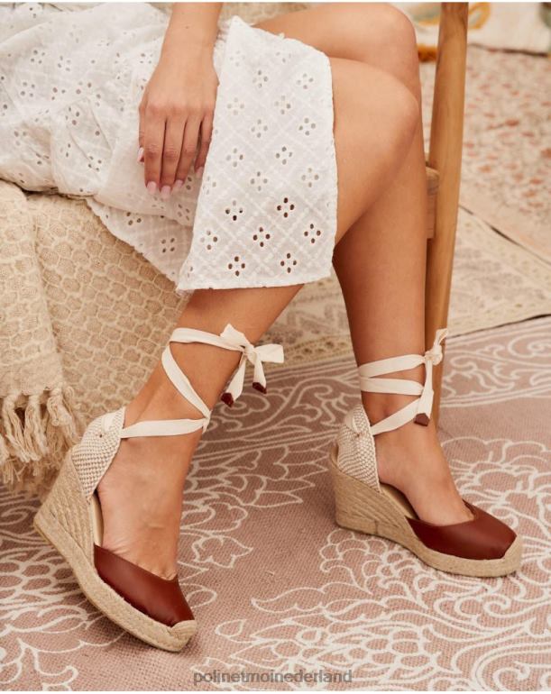 nl Polin et moi espadrille leer yana bruin JD28V456 schoenen