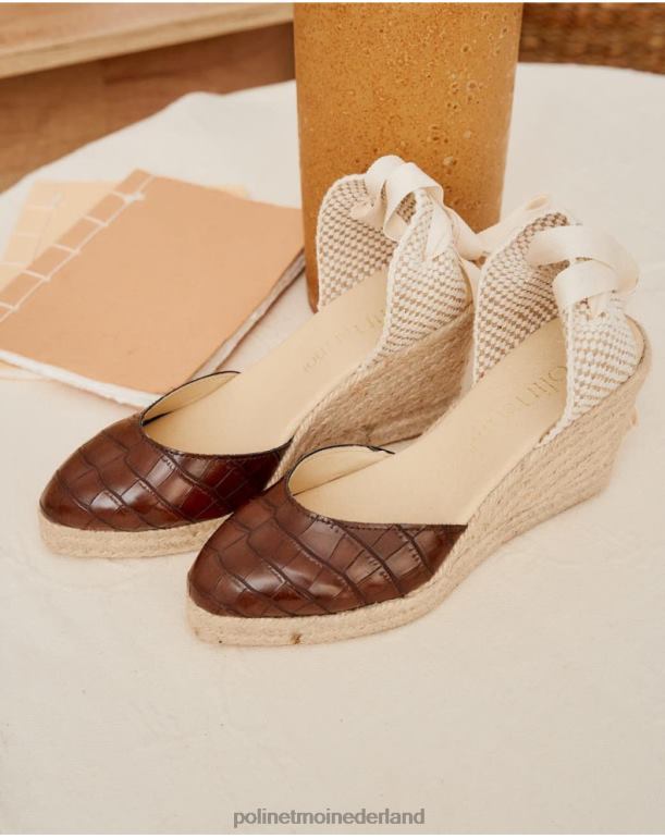 nl Polin et moi espadrille leren rania bruin JD28V474 schoenen