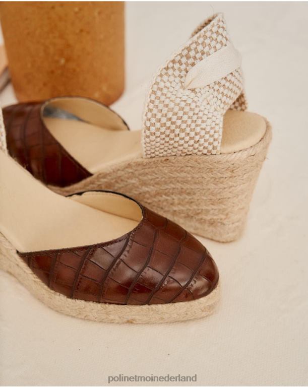 nl Polin et moi espadrille leren rania bruin JD28V474 schoenen