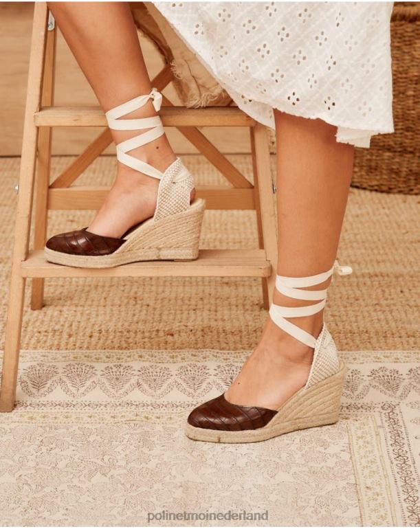 nl Polin et moi espadrille leren rania bruin JD28V474 schoenen