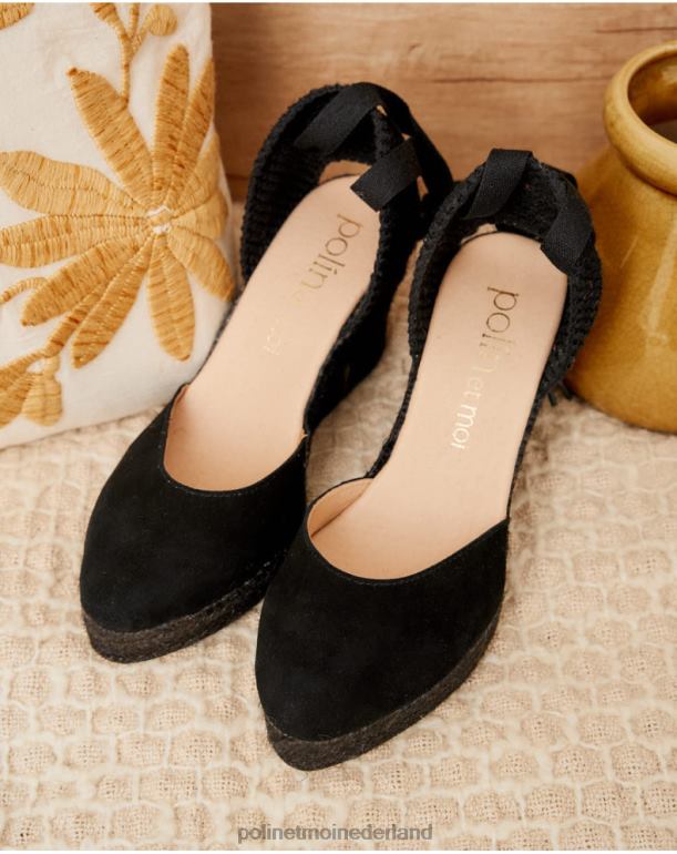 nl Polin et moi espadrille linten esther zwart JD28V466 schoenen