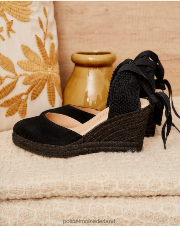 nl Polin et moi espadrille linten esther zwart JD28V466 schoenen